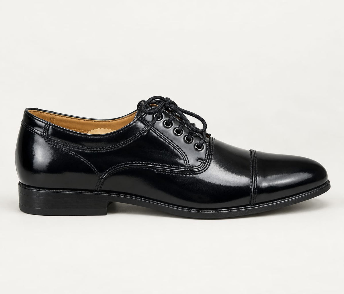 Classic Cap-Toe Oxford Shoes - Glossy Black
