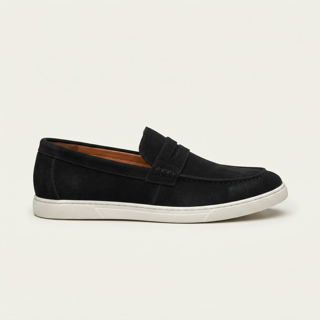 Casual Suede Loafers - Jet Black